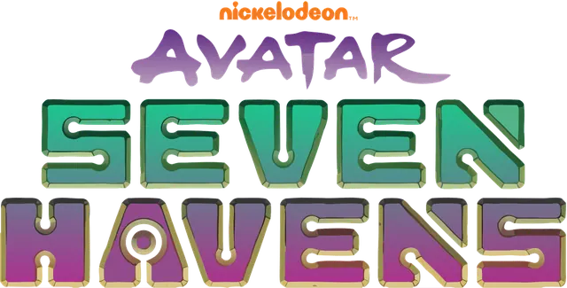 Official Avatar: Seven Havens title logo with the Nickelodeon wordmark, purple 'Avatar' and green/magenta 'Seven Havens' lettering, on a transparent background