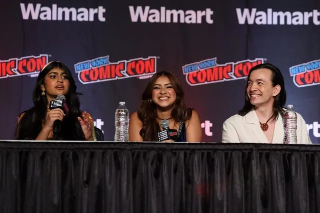 NYCC 2026 Avatar: Seven Havens panel at Javits Center (Oct 9, 2026), the panel where Books 3 and 4 were announced: Saheli Khan, Aishu Devan and Major Curda at the table