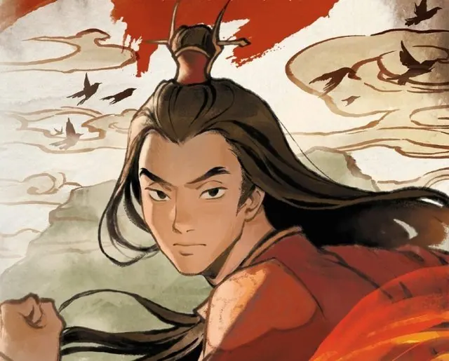 Young Avatar Roku in Fire Nation robes, from the cover art of The Reckoning of Roku