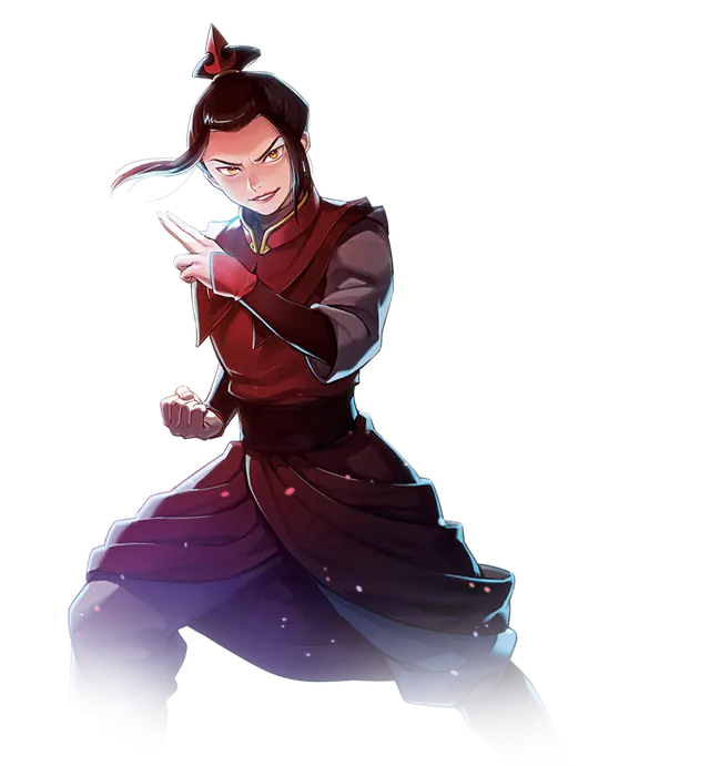 Azula in a firebending stance; painted character cut-out with a transparent background